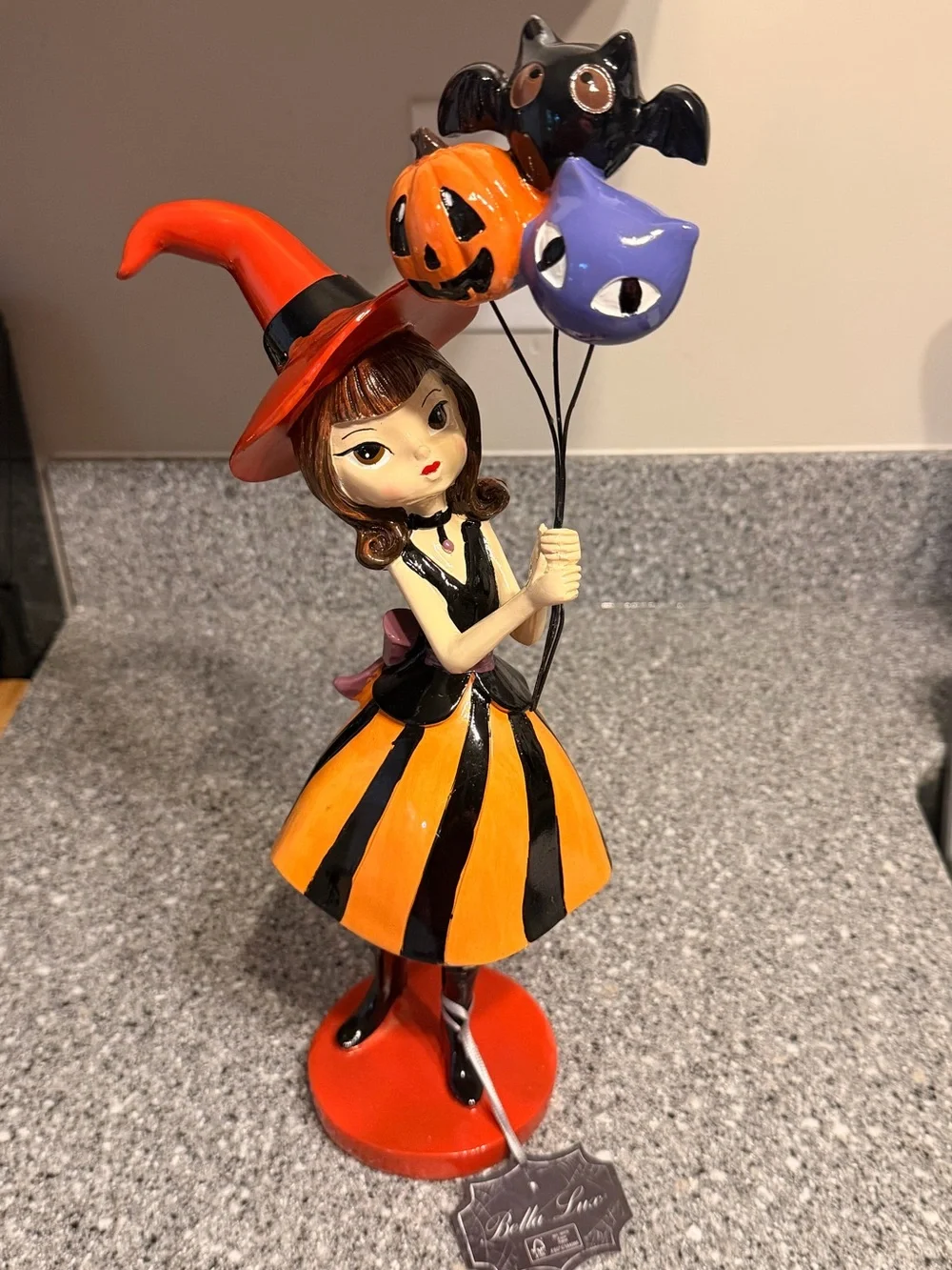 Bella Luxx Halloween Witch Figurine in Orange, Black & Purple